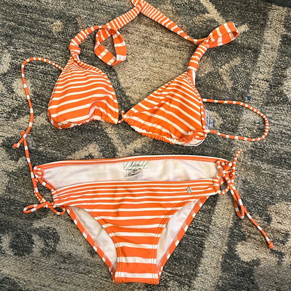 Kiera swimsuit orange stripes